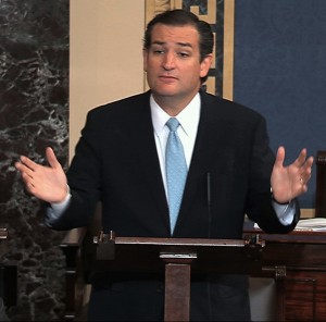 Senator Ted Cruz in Senate urging "defund it now."